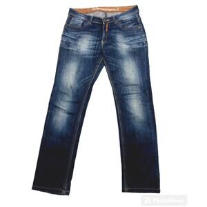 Status Quo Mens Jeans Size 36 Straight‎ Leg Washed Denim Dark Blue w Fade Detail